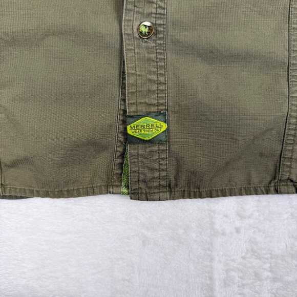 Merrell Short Sleeve Button Up Shirt Olive Green Men's Size Large Outdoor Casual - Picture 4 of 8